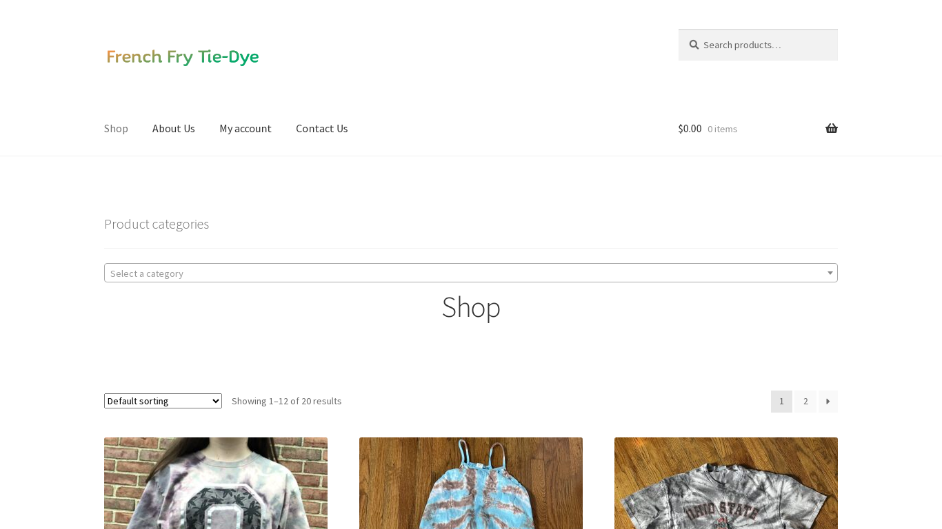 Screenshot of French Fry Tie-Dye website