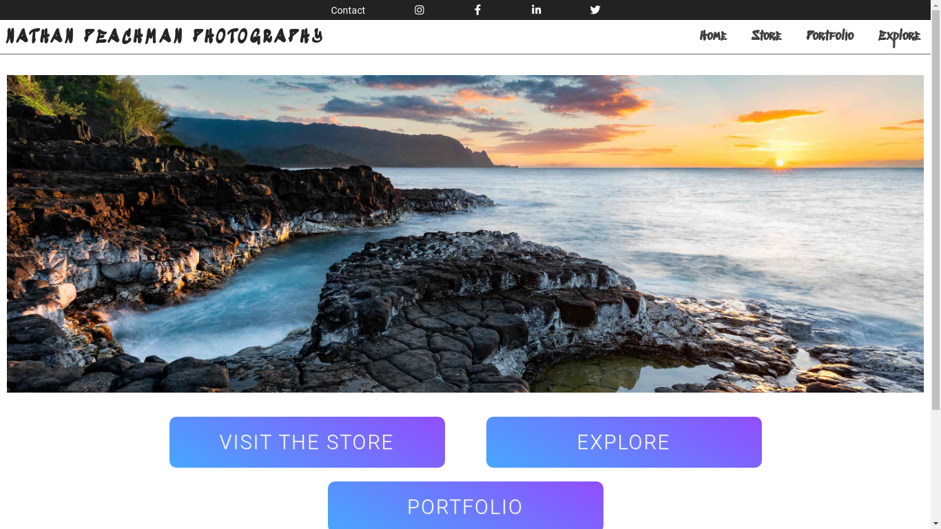 Screenshot of Nathan Peachman Photography website